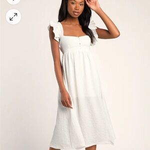 Lulus White Ruffle Backless Midi Dress - Never Worn